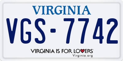 VA license plate VGS7742