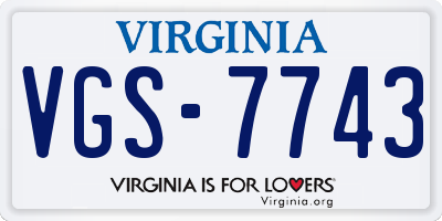 VA license plate VGS7743