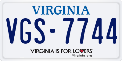 VA license plate VGS7744