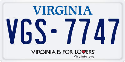 VA license plate VGS7747