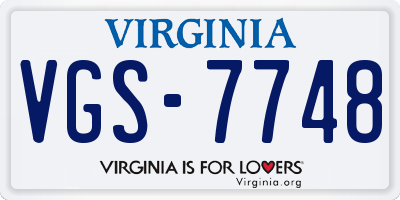 VA license plate VGS7748