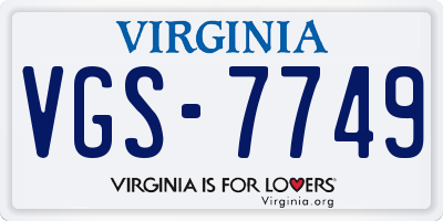 VA license plate VGS7749