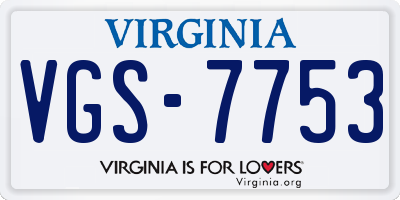 VA license plate VGS7753