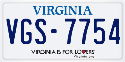 VA license plate VGS7754