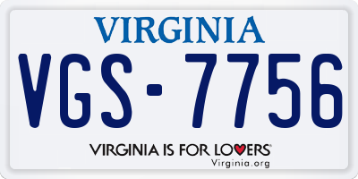 VA license plate VGS7756