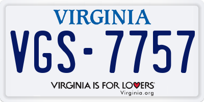 VA license plate VGS7757