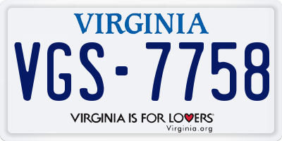 VA license plate VGS7758