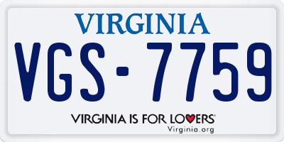 VA license plate VGS7759