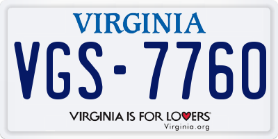 VA license plate VGS7760