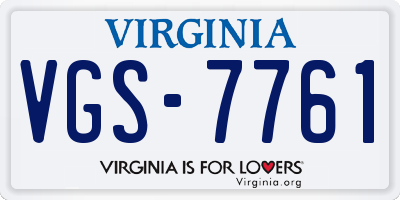 VA license plate VGS7761