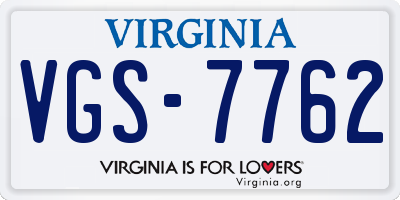 VA license plate VGS7762