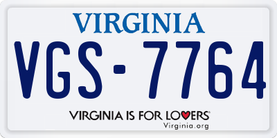 VA license plate VGS7764