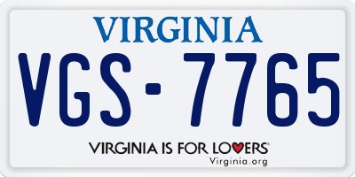 VA license plate VGS7765