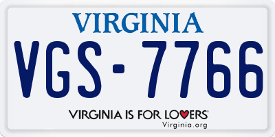 VA license plate VGS7766