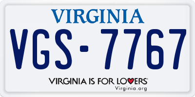 VA license plate VGS7767