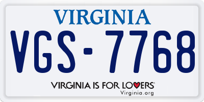 VA license plate VGS7768