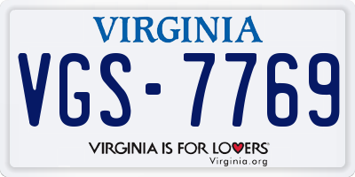 VA license plate VGS7769