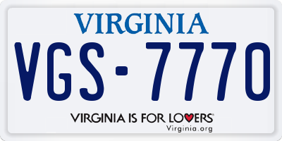 VA license plate VGS7770