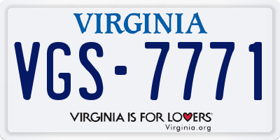 VA license plate VGS7771