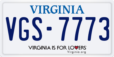 VA license plate VGS7773