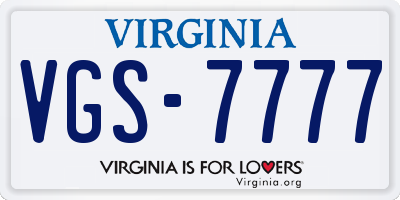 VA license plate VGS7777