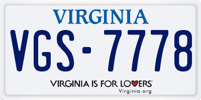 VA license plate VGS7778