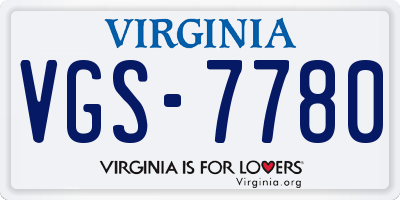 VA license plate VGS7780