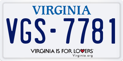 VA license plate VGS7781