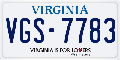 VA license plate VGS7783