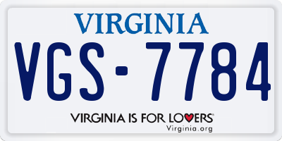 VA license plate VGS7784