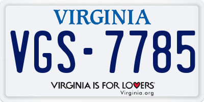VA license plate VGS7785