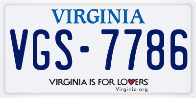VA license plate VGS7786
