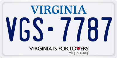 VA license plate VGS7787