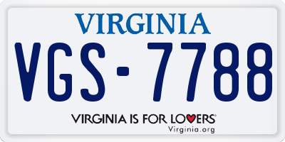 VA license plate VGS7788