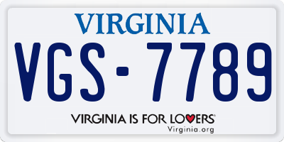 VA license plate VGS7789