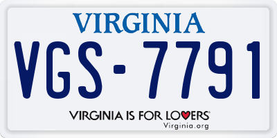 VA license plate VGS7791