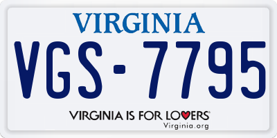 VA license plate VGS7795