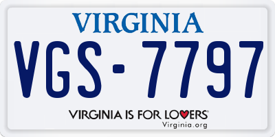VA license plate VGS7797