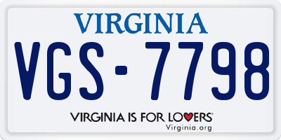 VA license plate VGS7798