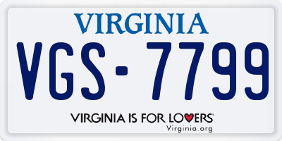 VA license plate VGS7799