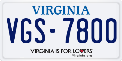 VA license plate VGS7800