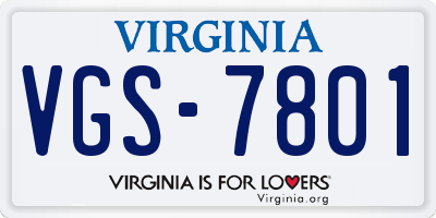 VA license plate VGS7801