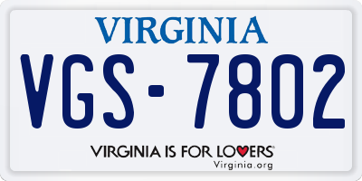 VA license plate VGS7802