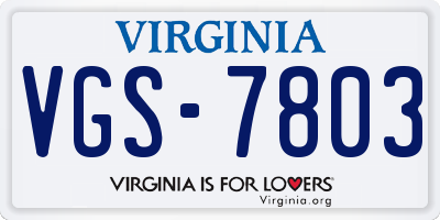 VA license plate VGS7803