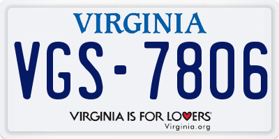 VA license plate VGS7806