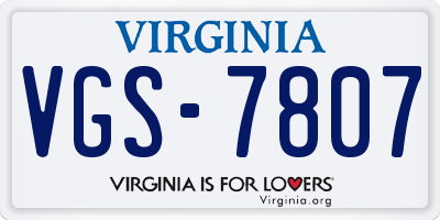 VA license plate VGS7807