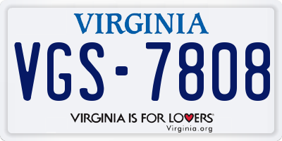 VA license plate VGS7808