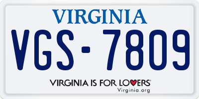 VA license plate VGS7809