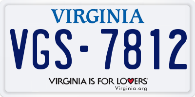 VA license plate VGS7812