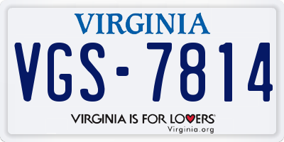 VA license plate VGS7814